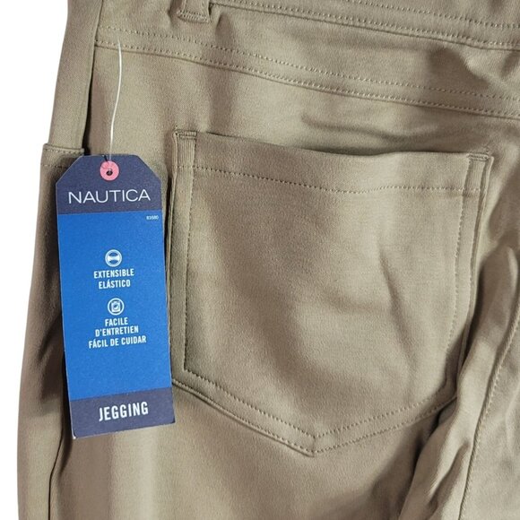 Nautica School Uniform Jeggings Khaki SZ 16 Pants Flat Front Pull On Pockets NWT - Picture 5 of 8